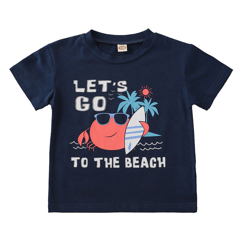 Let's Go To The Beach Kid Boy Crab Tee Wholesale 21873003