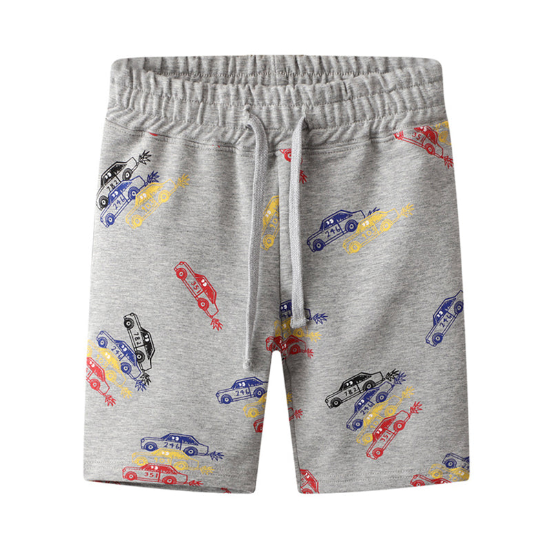 Little Boy Car Print Drawstring Shorts In Gray Wholesale 57542740