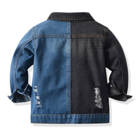 Load image into Gallery viewer, Little Boy Colorblock Fringed Denim Trucker Jacket Wholesale 83603157
