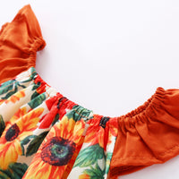 Load image into Gallery viewer, Little Girl Ruffled Hem Sunflower Graphic Dress Wholesale 93062463
