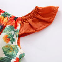 Load image into Gallery viewer, Little Girl Ruffled Hem Sunflower Graphic Dress Wholesale 93062463
