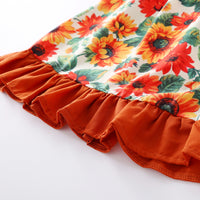 Load image into Gallery viewer, Little Girl Ruffled Hem Sunflower Graphic Dress Wholesale 93062463
