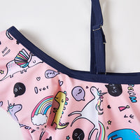 Load image into Gallery viewer, Little Girl Unicorn Print Off Shoulder Swimsuit Dress Wholesale 71292861
