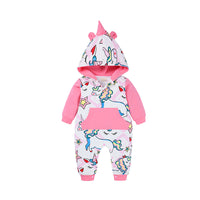 Load image into Gallery viewer, Lovely Baby Girl Unicorn Print Hoodie Jumpsuit Wholesale 55236460
