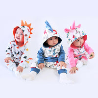 Load image into Gallery viewer, Lovely Baby Girl Unicorn Print Hoodie Jumpsuit Wholesale 55236460
