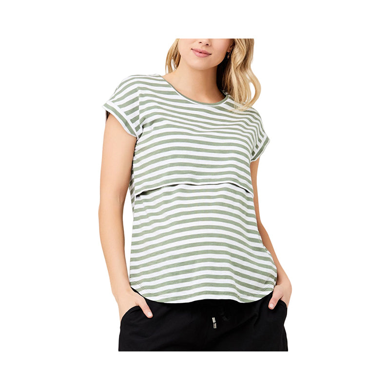 Maternity Striped Nursing Basic T-Shirt Wholesale 19693170