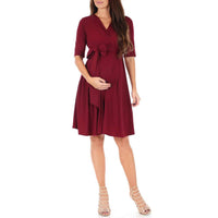 Load image into Gallery viewer, Maternity V Neck Plain Belted Dress Wholesale 89655209
