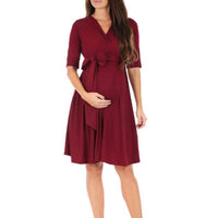 Load image into Gallery viewer, Maternity V Neck Plain Belted Dress Wholesale 89655209
