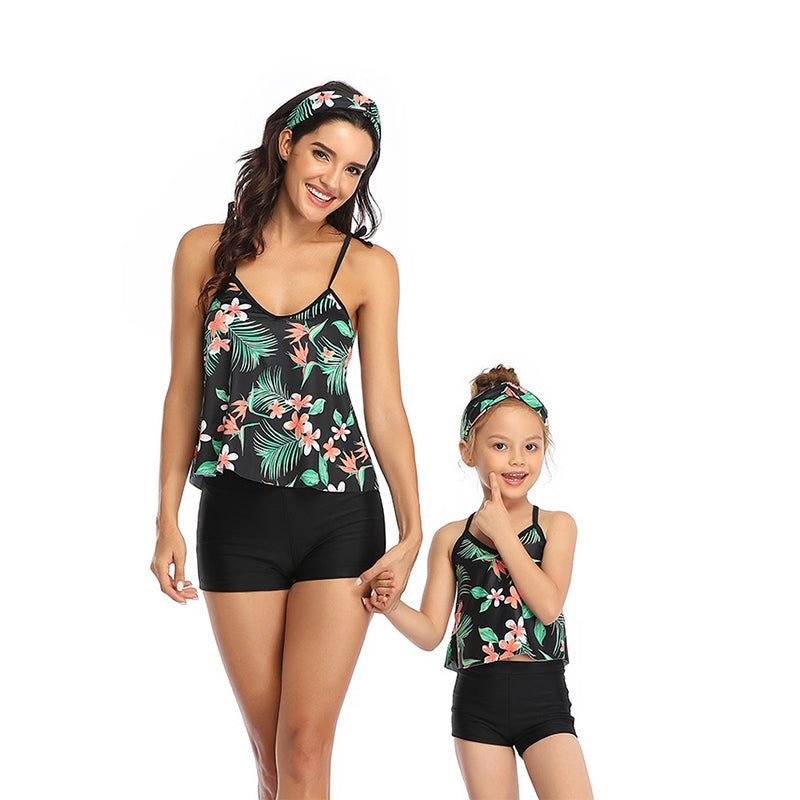Mom and Daughter Flower Two Pieces Swimwear Wholesale 22193396