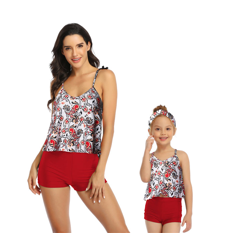 Mom and Daughter Flower Two Pieces Swimwear Wholesale 22193396