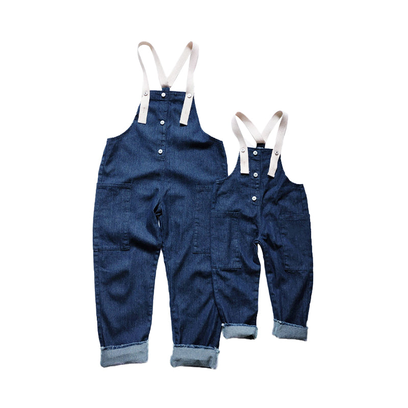Mommy And Me Hit Color Denim Overalls Wholesale 41161036