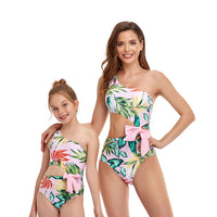 Load image into Gallery viewer, Mommy And Me Leaves One Shoulder One Piece Swimsuit Wholesale 14393228

