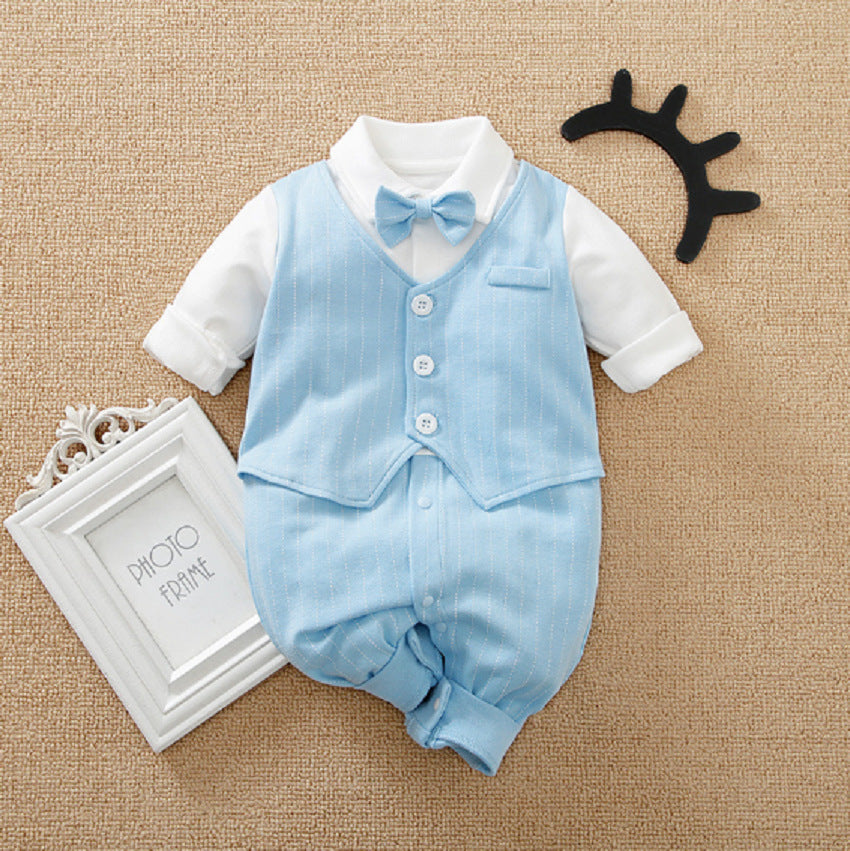 Baby Boys Striped Color-blocking Birthday Jumpsuits Wholesale 230105320