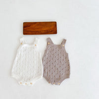 Load image into Gallery viewer, Baby Girls Solid Color Crochet Rompers Wholesale 211116280
