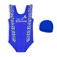 Load image into Gallery viewer, One-piece Girl Mermaid Print Swimsuit And Hat Wholesale 4469606
