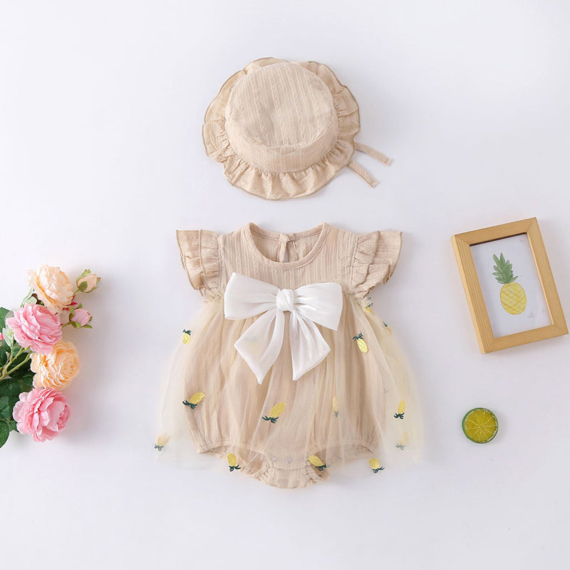 Baby Girls Bow Embroidered Rompers Wholesale 230326228