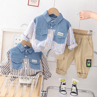 Load image into Gallery viewer, 2 Pieces Set Baby Kid Boys Striped Shirts And Letters Pants Wholesale 230210158
