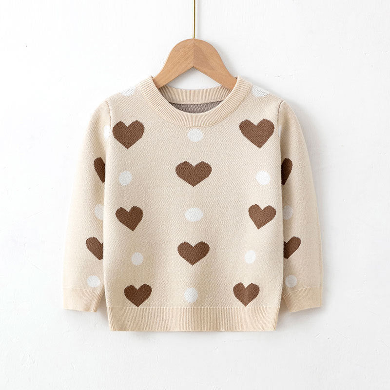 Baby Kid Girls Color-blocking Love heart Sweaters Wholesale 221130165