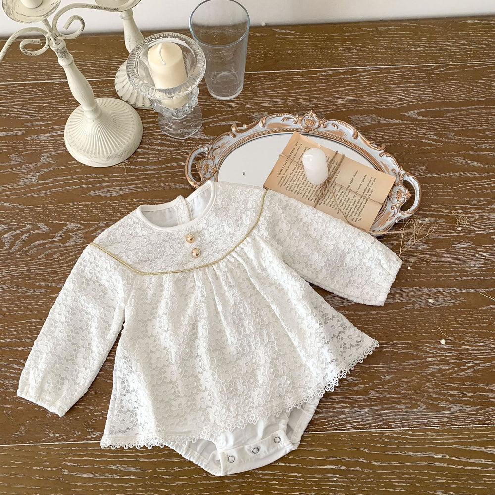 Baby Girls Solid Color Lace Rompers Wholesale 220906114