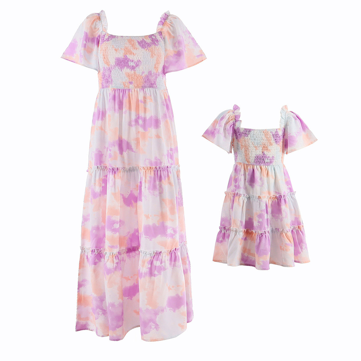 Family Outfits Mommy And Me Kid Tie Dye Dresses Wholesale 230403225