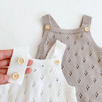 Load image into Gallery viewer, Baby Girls Solid Color Crochet Rompers Wholesale 211116280
