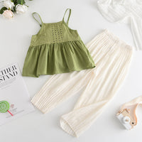 Load image into Gallery viewer, 2 Pieces Set Baby Kid Girls Solid Color Tank Tops And Pants Wholesale 230103565
