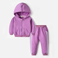 Load image into Gallery viewer, 2 Pieces Kid Unisex Tracksuit Side Stripe Hooded Jacket And Sweatpants Wholesale 6976147
