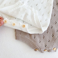 Load image into Gallery viewer, Baby Girls Solid Color Crochet Rompers Wholesale 211116280
