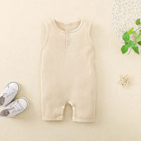 Load image into Gallery viewer, Solid Color Infant Ribbed Romper Wholesale 61402666
