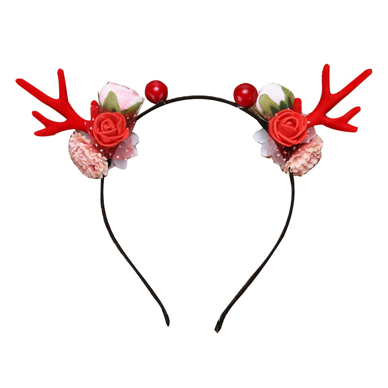 Sweet Girl Christmas Floral Antlers Headband Wholesale 86025940
