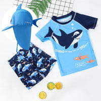 Load image into Gallery viewer, Three Pieces Little Boy Swimwear Set Sharp Print Top &amp; Shorts &amp; Hat Wholesale 71072851
