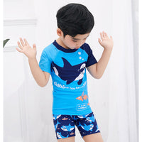 Load image into Gallery viewer, Three Pieces Little Boy Swimwear Set Sharp Print Top &amp; Shorts &amp; Hat Wholesale 71072851
