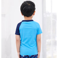 Load image into Gallery viewer, Three Pieces Little Boy Swimwear Set Sharp Print Top &amp; Shorts &amp; Hat Wholesale 71072851
