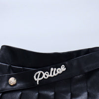 Load image into Gallery viewer, Toddler Girl Letter  Black PU Pleated Skirt Wholesale 17165371
