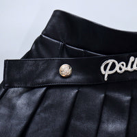 Load image into Gallery viewer, Toddler Girl Letter  Black PU Pleated Skirt Wholesale 17165371
