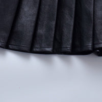 Load image into Gallery viewer, Toddler Girl Letter  Black PU Pleated Skirt Wholesale 17165371
