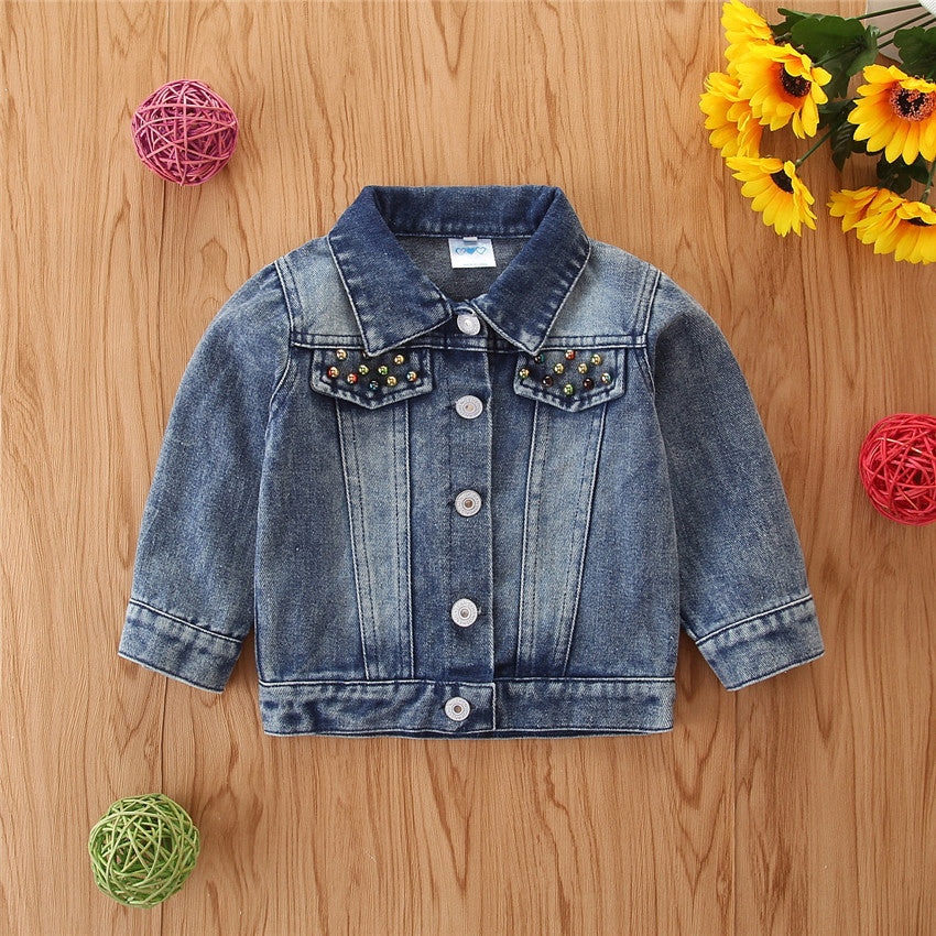 Toddler Girl Love Heart Sequins Demin Jacket Wholesale 80877222