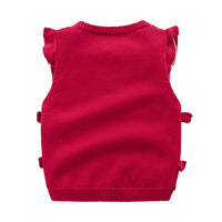 Load image into Gallery viewer, Toddler Girl Ruffle Trim Red Knitted Vest Wholesale 22235574
