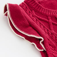 Load image into Gallery viewer, Toddler Girl Ruffle Trim Red Knitted Vest Wholesale 22235574
