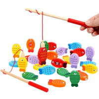 Load image into Gallery viewer, Toddler Kid Magnetic Alphabet and Number Fish Catching Wooden Educational Toy Wholesale 96713766
