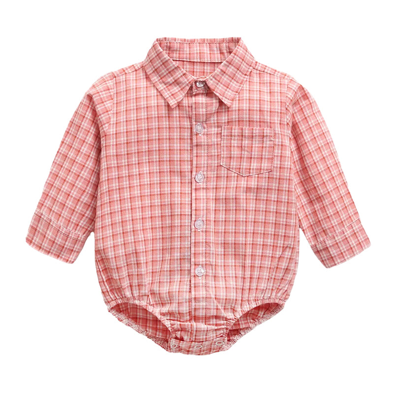 Toddler Plaid Turn Down Collar Bodysuit Wholesale 84297215