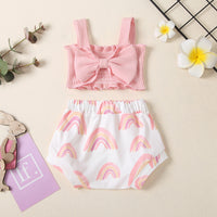Load image into Gallery viewer, Two-Piece Baby Toddler Bow Cami Top With Sun Print Shorts Set Wholesale 86182716
