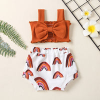 Load image into Gallery viewer, Two-Piece Baby Toddler Bow Cami Top With Sun Print Shorts Set Wholesale 86182716

