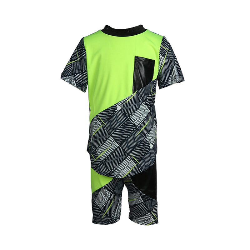 Two-Piece Contrast Color Boy Set Top Matching Shorts Wholesale 46072516