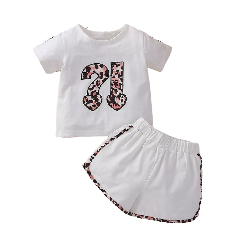 Two-piece Baby Leopard Question Exclamation Mark  Set Tee And Shorts  Wholesale 81582600