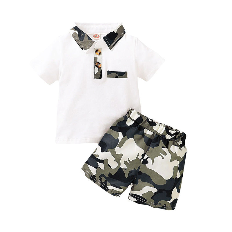 Two Pieces Baby Boy Camo Set Polo Shirt & Shorts   Wholesale 28151865