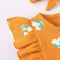 Load image into Gallery viewer, Two Pieces Baby Girl Butterfly Print Muslin Bodysuit With Headband Wholesale 34142214
