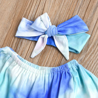 Load image into Gallery viewer, Two Pieces Baby Girl Flared Sleeve Tie Dye Off Shoulder Bodysuit And Headband  Wholesale 47814631
