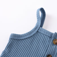 Load image into Gallery viewer, Two Pieces Baby Girl Plain Ruffled Hem Camisole Matching Shorts Ribbed Set Wholesale 36682799
