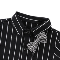 Load image into Gallery viewer, Two Pieces Baby Toddler Boy Bow Tie Stripe Shirt With Suspender Shorts Outfit Wholesale 39572351
